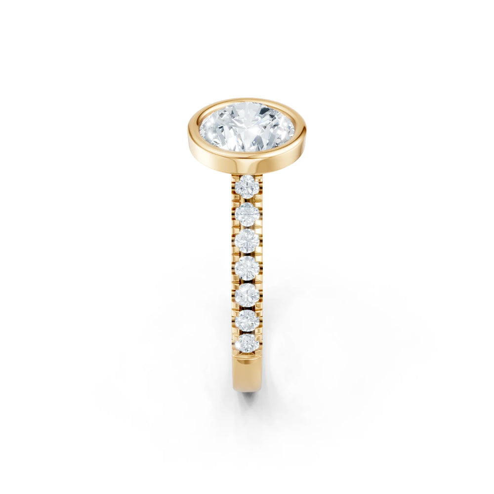 14k Gold Round Bezel Diamond Engagement Ring