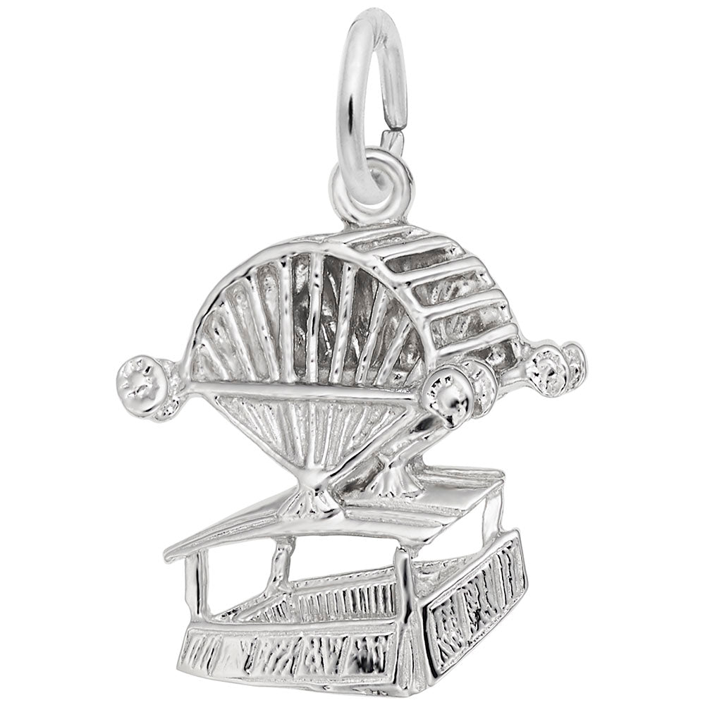 Silver aero car charm with engraved detailing, shown on a white background
