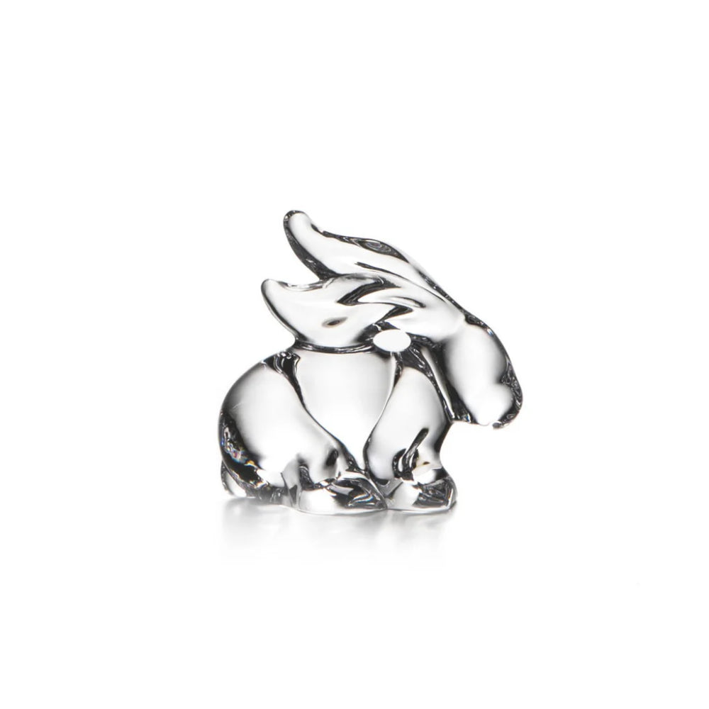Clear glass bunny figurine on a white background