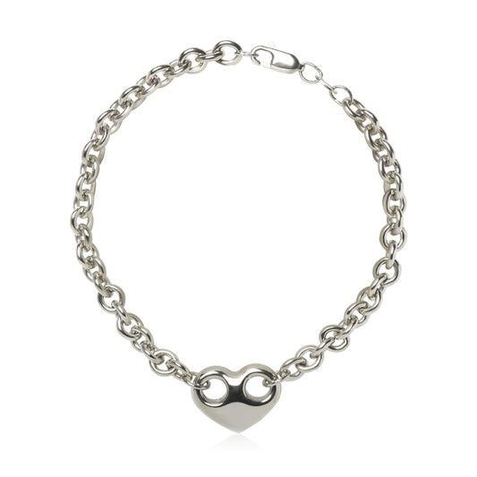 Sterling Silver 7.5" Heart Link Cable Bracelet