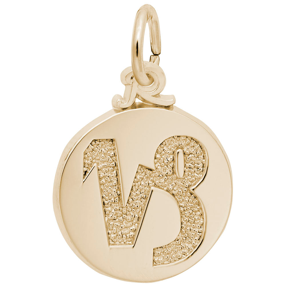 Gold disc charm with the Capricorn symbol engraved in the center, shown on a white background
