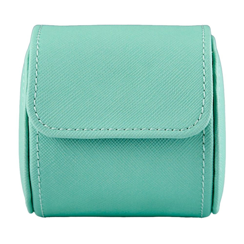 Teal watch roll on a white background
