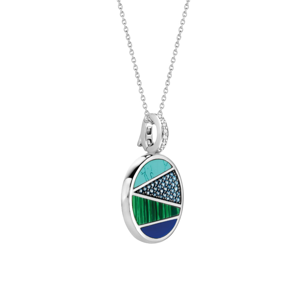 Ti Sento Sterling Silver Shimmering Patchwork Pendant Necklace