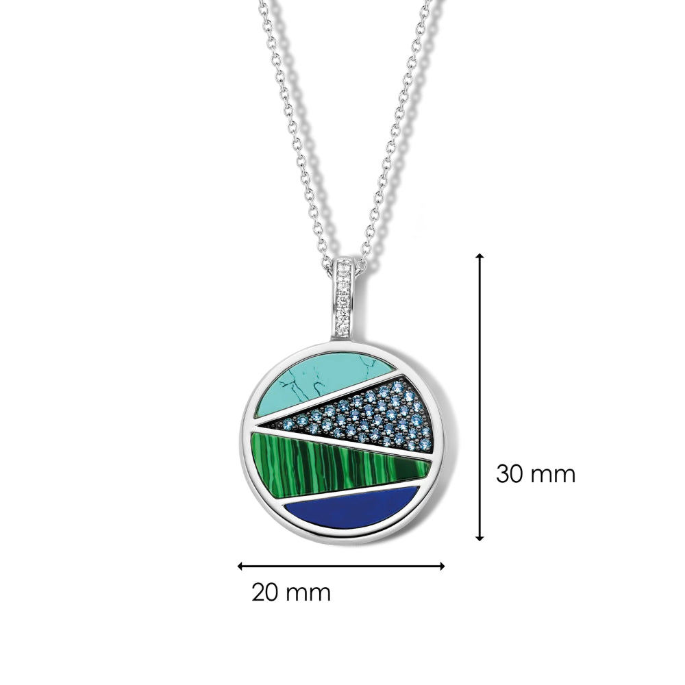 Ti Sento Sterling Silver Shimmering Patchwork Pendant Necklace