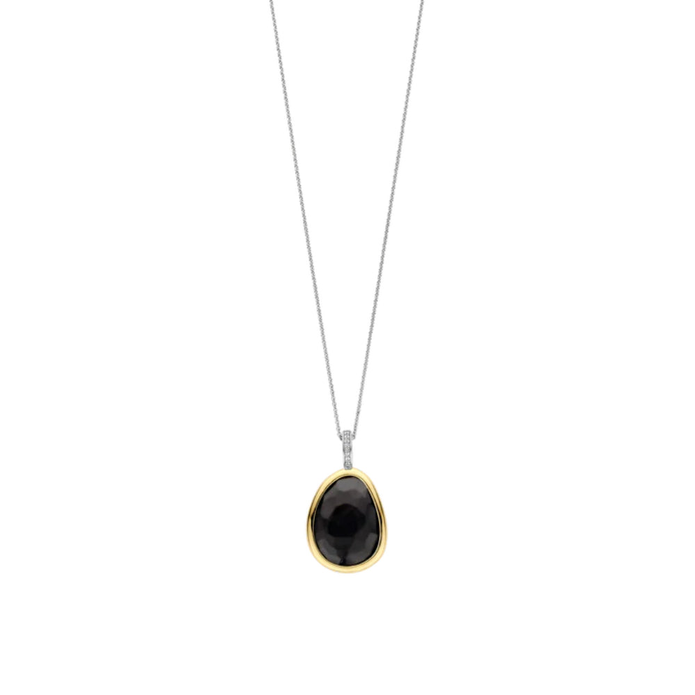 Ti Sento Two-Tone Black Stone Pendant Necklace