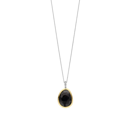 Ti Sento Two-Tone Black Stone Pendant Necklace