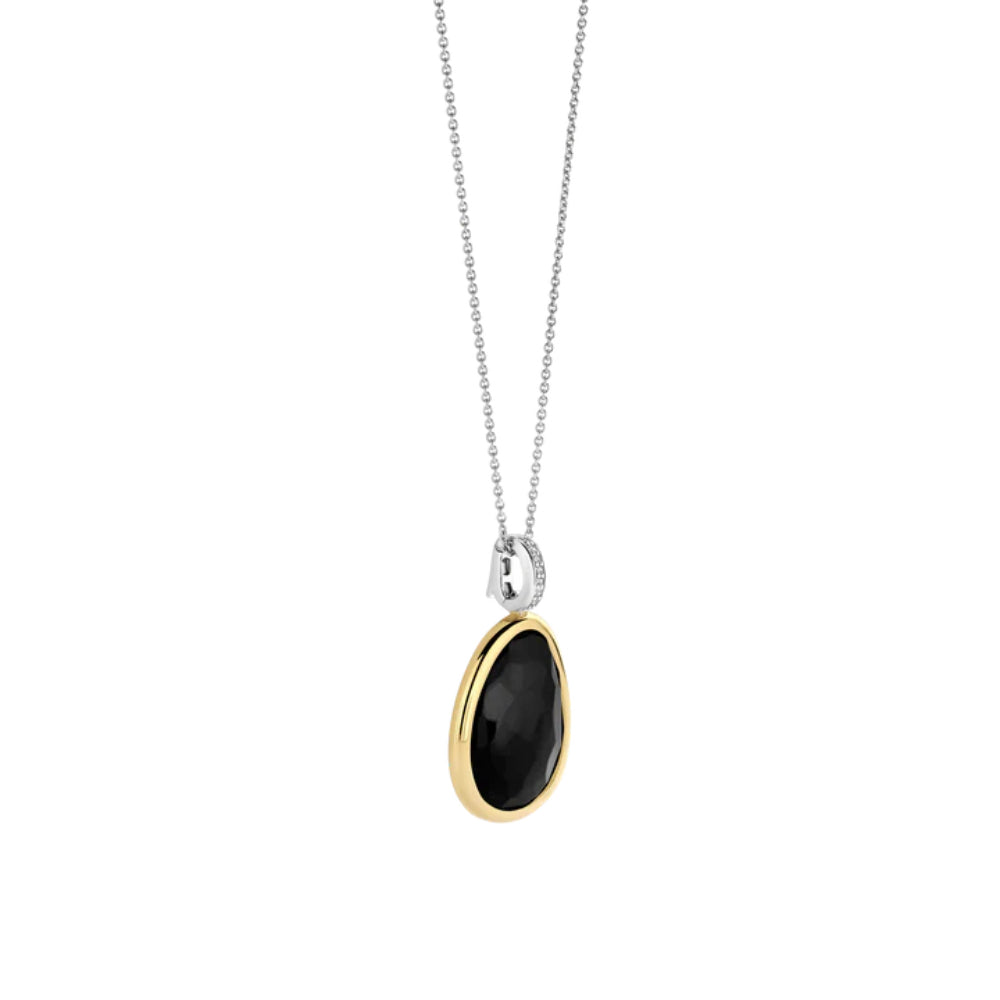 Ti Sento Two-Tone Black Stone Pendant Necklace