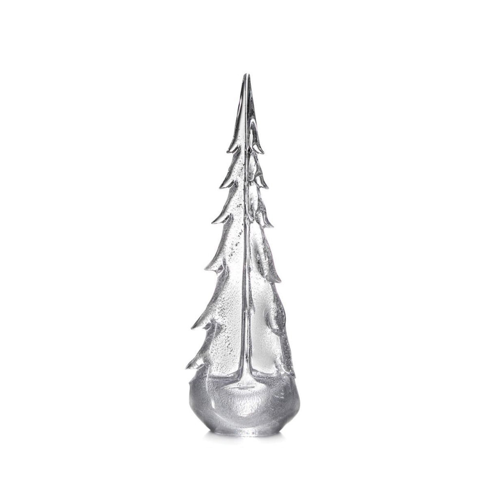 A Simon Pearce Silver Leaf Evergreen tree on a white background. 