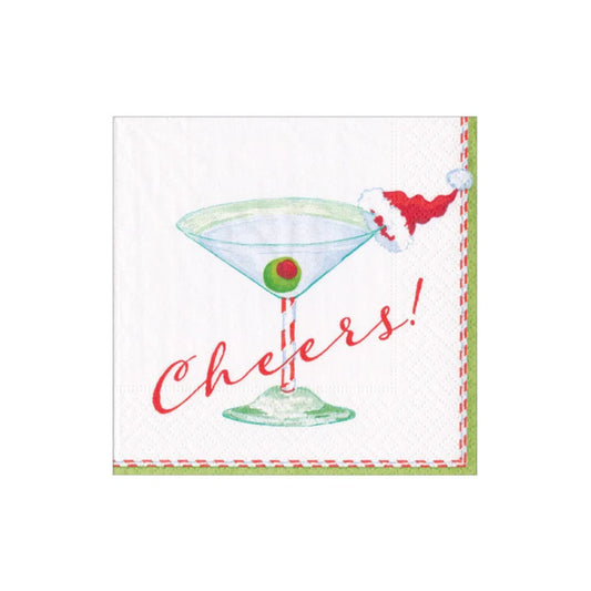 Caspari Christmas Cocktail Napkins: Cheers! - Set of 20