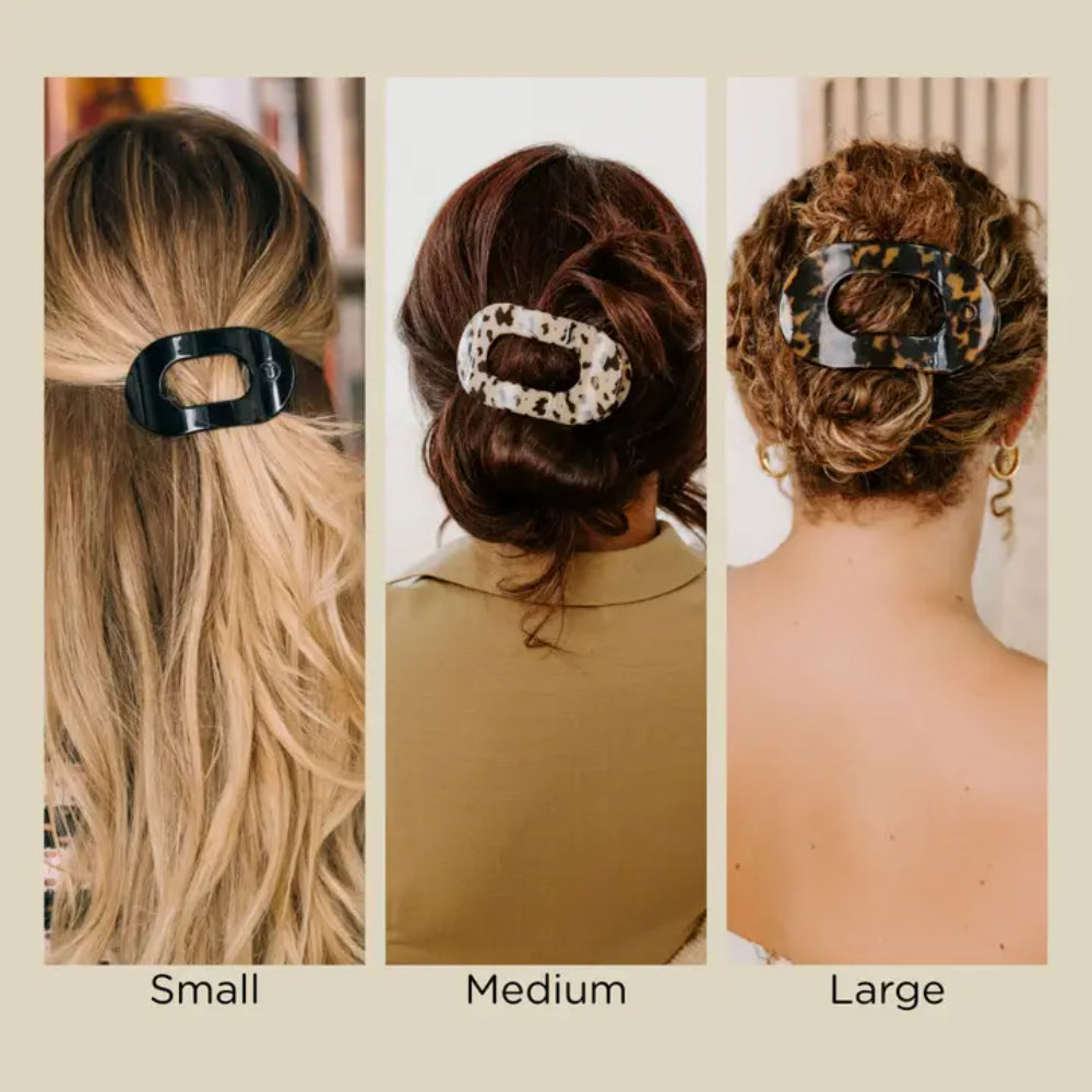 TELETIES Jet Black Flat Round Hair Clip