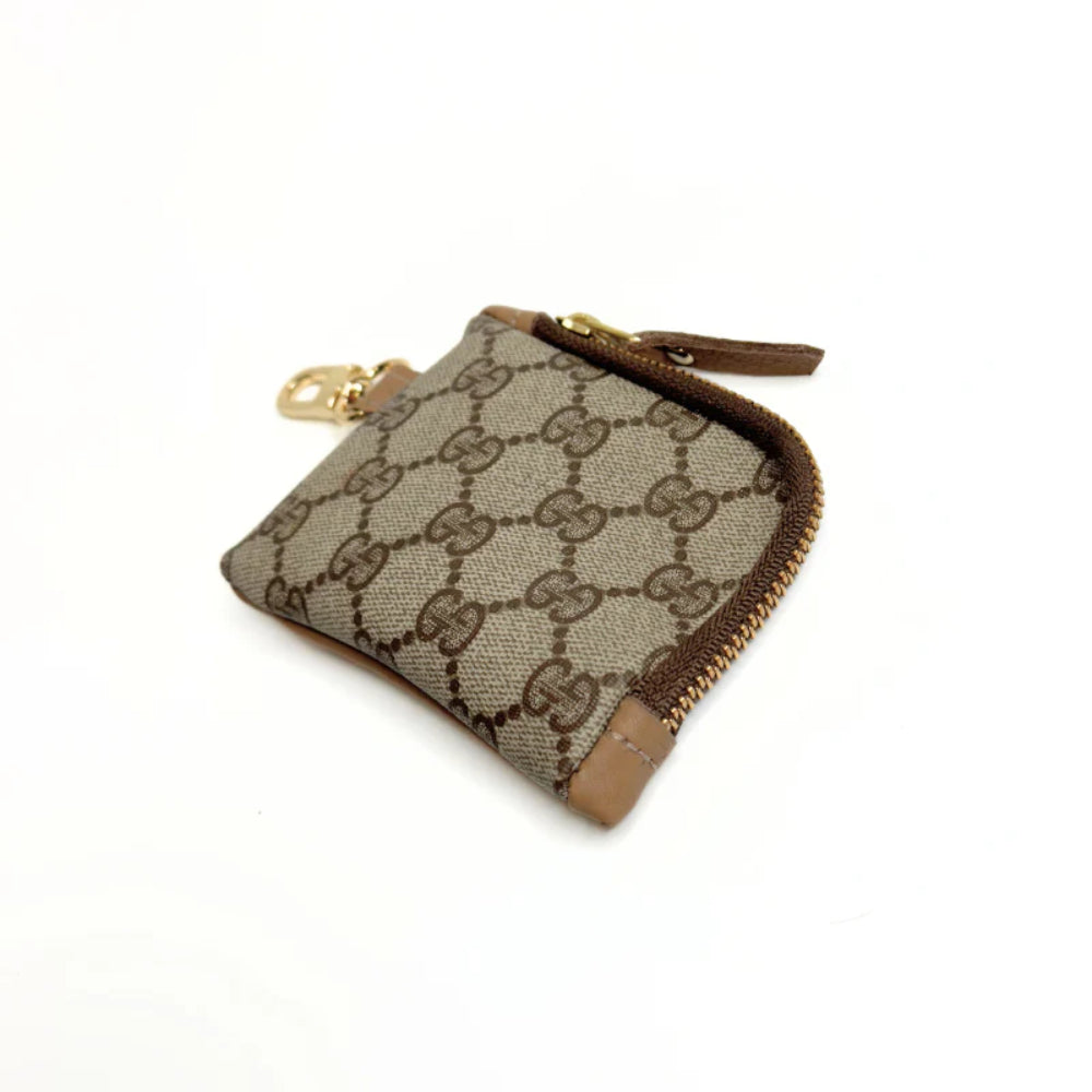 Beaudin Designs Penny Keychain Wallet in Mocha Leather & Upcycled GG