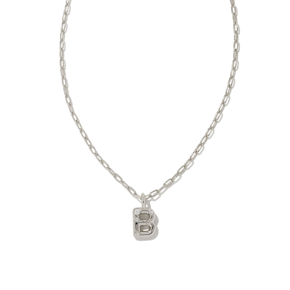 Kendra Scott Crystal Letter Short Silver Pendant Necklace