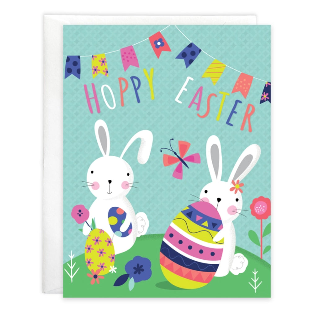 Gina B Designs Easter Greeting Card - Bunnies and Eggs
