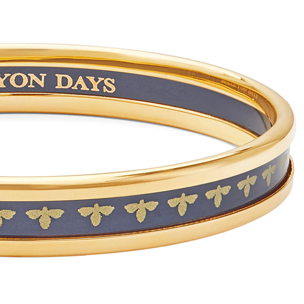 Halcyon Days 6mm Bee Navy & Gold Enamel Bangle