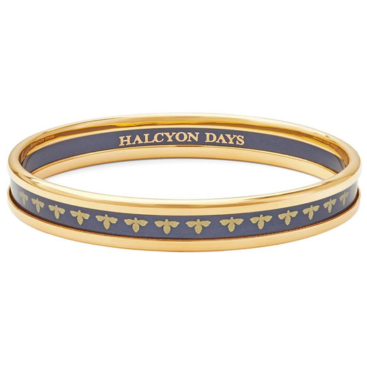 Halcyon Days 6mm Bee Navy & Gold Enamel Bangle