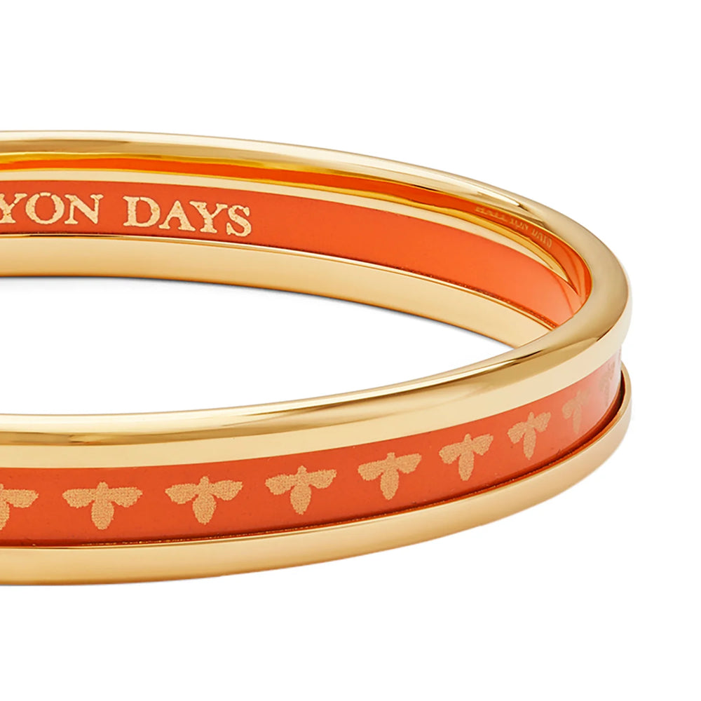 Halcyon Days 6mm Bee Orange & Gold Enamel Bangle