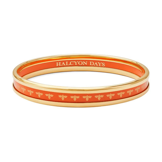 Halcyon Days 6mm Bee Orange & Gold Enamel Bangle
