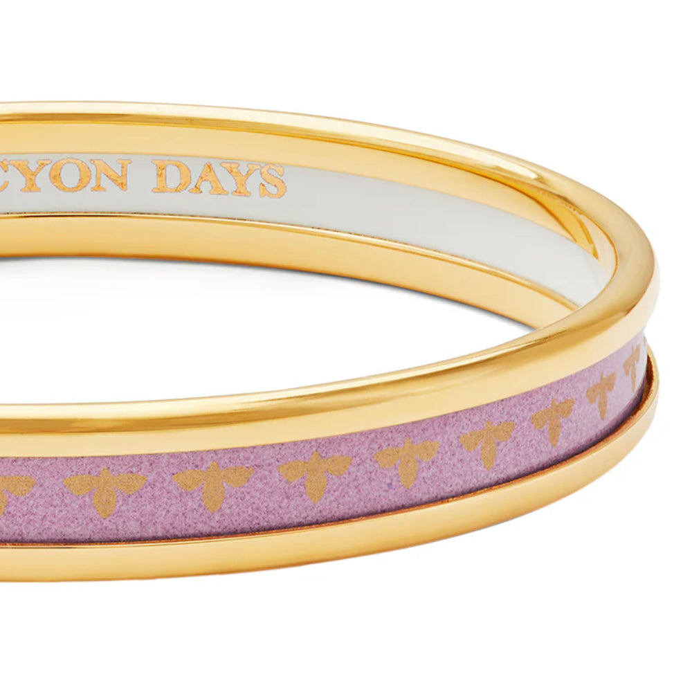 Halcyon Days 6mm Bee Pale Pink & Gold Enamel Bangle
