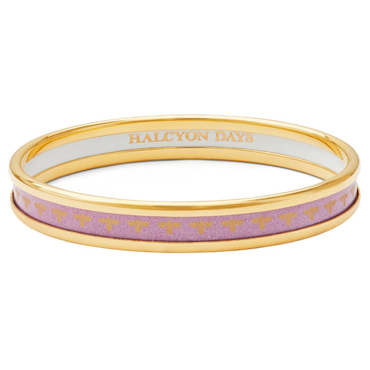 Halcyon Days 6mm Bee Pale Pink & Gold Enamel Bangle