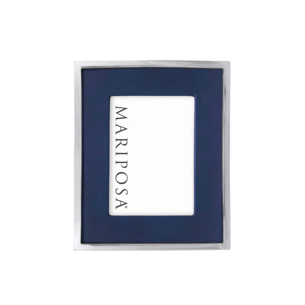 Mariposa Blue Leather with Metal Border Frame