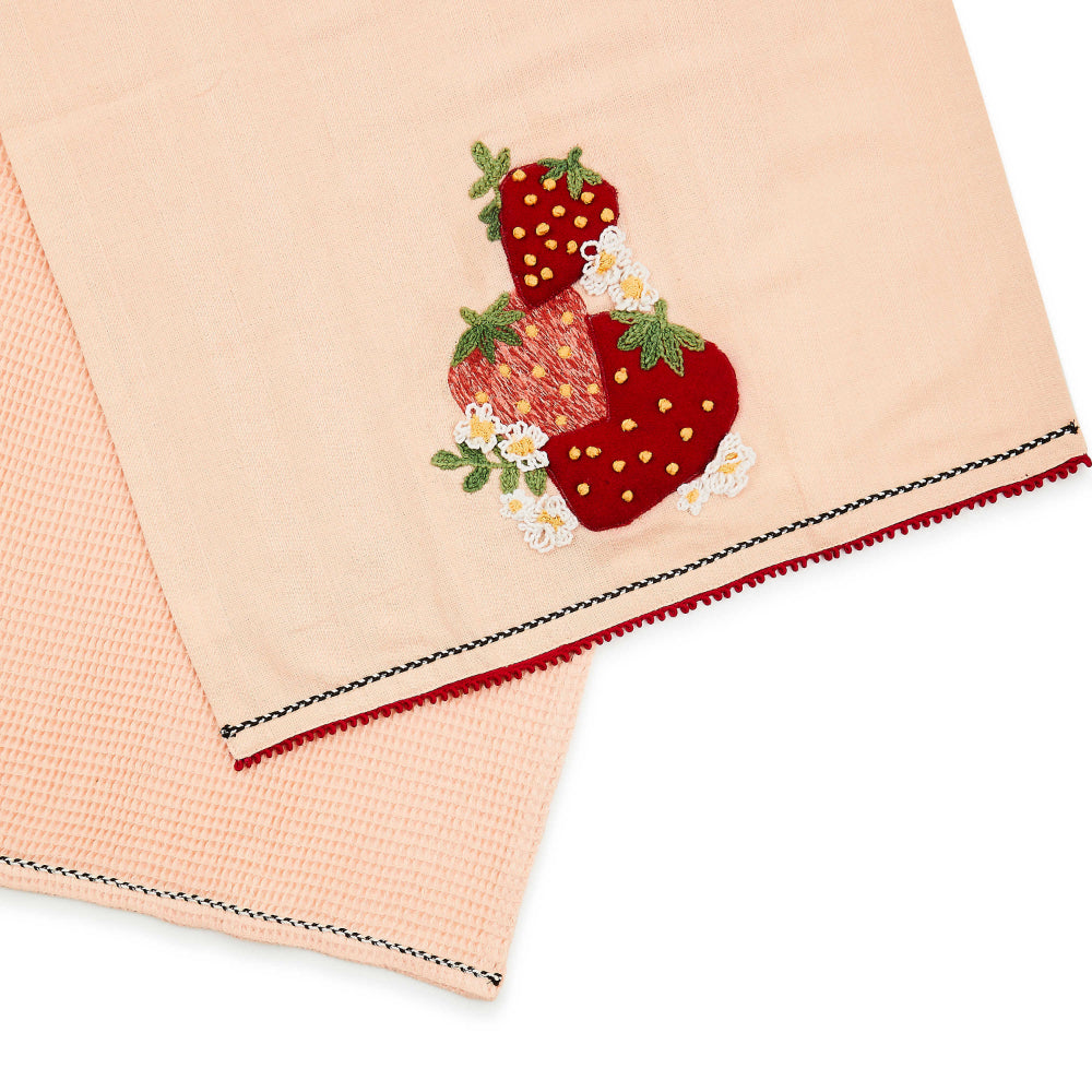 Mackenzie-Childs Strawberry Embroidered Dish Towels, Set of 2