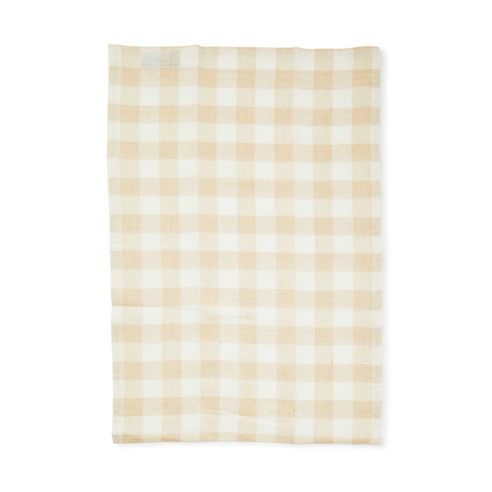 Mackenzie-Childs Tan Check Linen Dish Towel