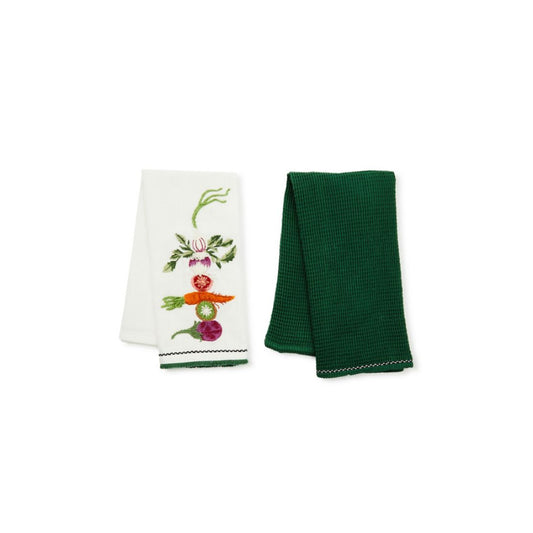 Mackenzie-Childs Vegetable Embroidered Dish Towels, Set of 2