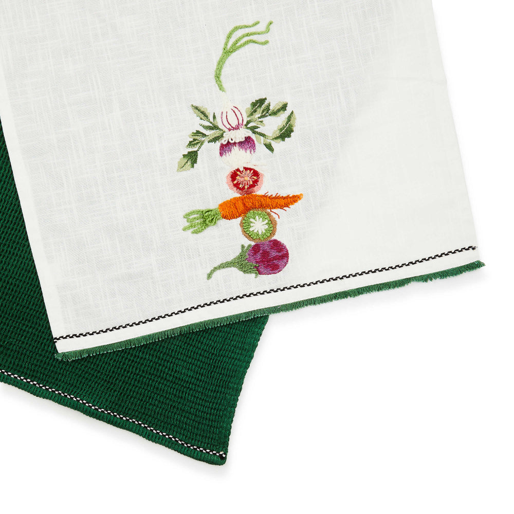 Mackenzie-Childs Vegetable Embroidered Dish Towels, Set of 2