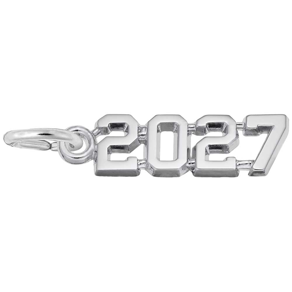 Silver '2027' Charm on a white background