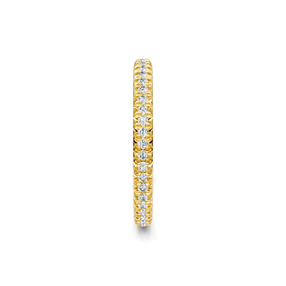 14k Yellow Gold Pave Diamond Wedding Band
