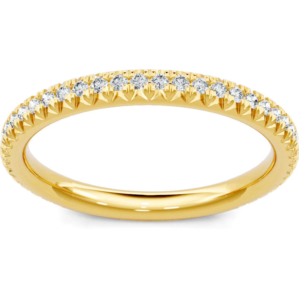 14k Yellow Gold Pave Diamond Wedding Band