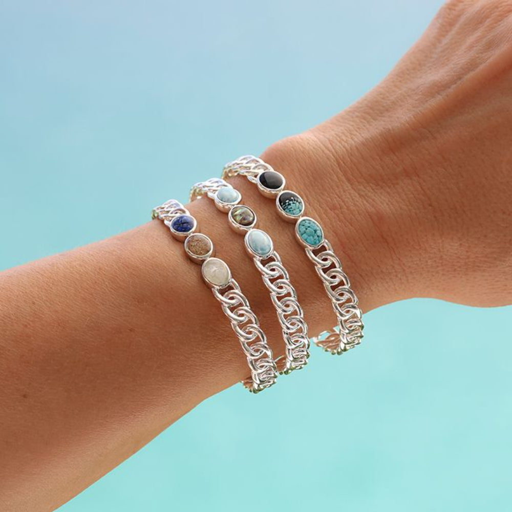 Dune Jewelry Milan Cuff Bracelet - Larimar & Sand