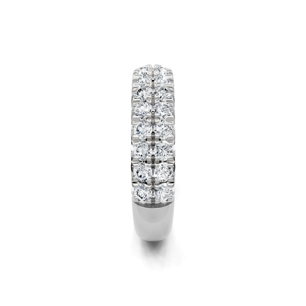 14k Round Diamond 2 Row French Pave Band