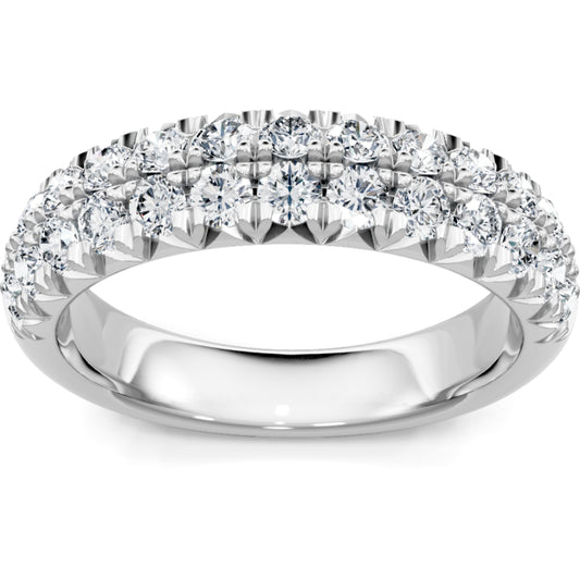14k Round Diamond 2 Row French Pave Band