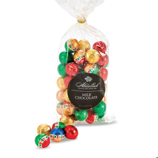 Abdallah Candies 8oz Bag of Foiled Milk Chocolate Christmas Balls