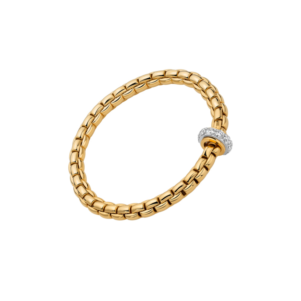 Fope 18k Gold Eka Collection Flex'It Bracelet with White Diamonds