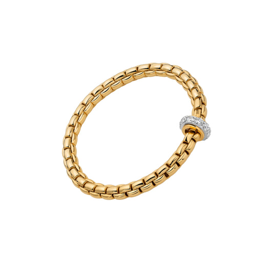 Fope 18k Gold Eka Collection Flex'It Bracelet with White Diamonds