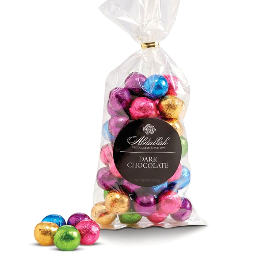 Abdallah Candies 8oz Bag of Foiled Dark Chocolate Christmas Balls