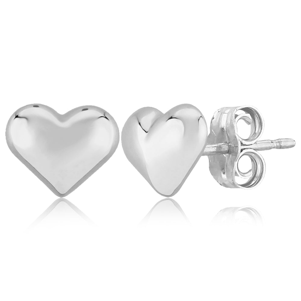 Sterling Silver Puffed Heart Stud Earrings