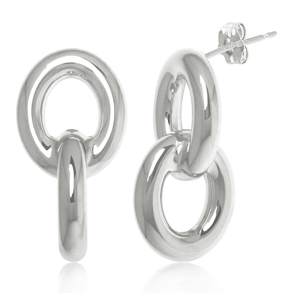 Sterling Silver Thick Chain Link Drop Earrings