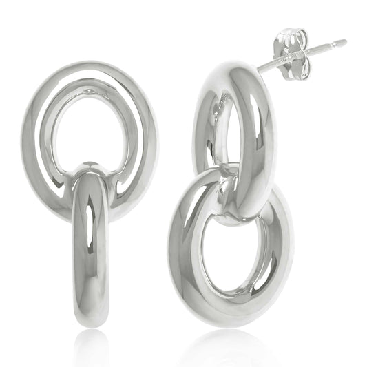 Sterling Silver Thick Chain Link Drop Earrings