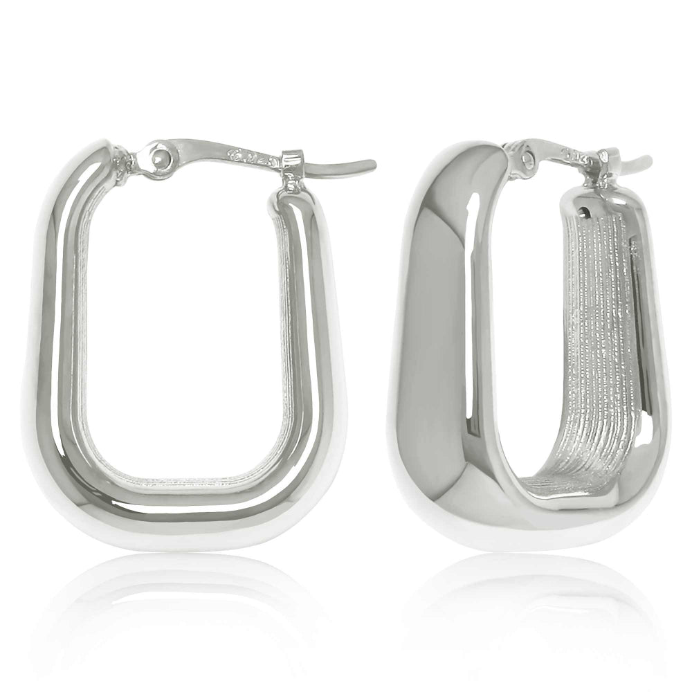 Sterling Silver Tapered Soft Square Hoop Earrings