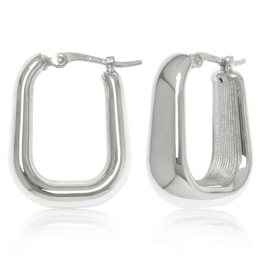 Sterling Silver Tapered Soft Square Hoop Earrings