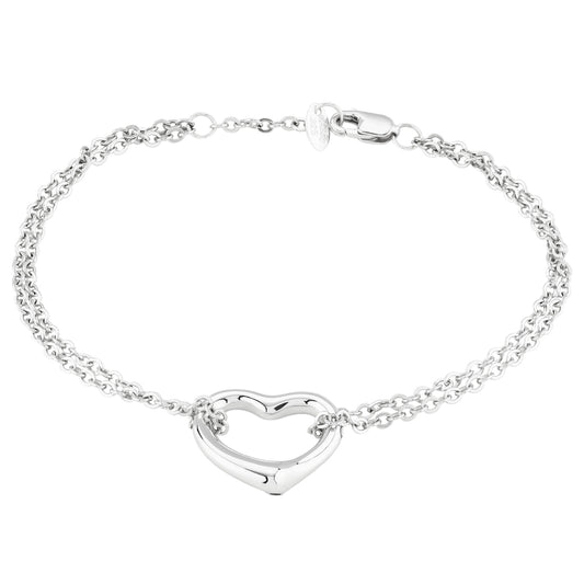 Sterling Silver Open Heart Adjustable Bracelet