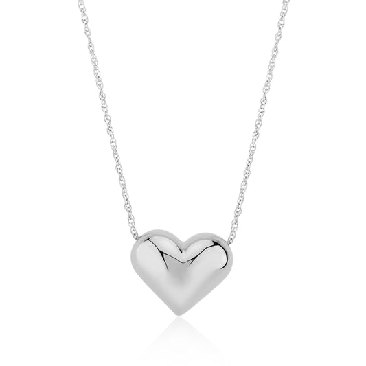 Sterling Silver Puffed Heart Pendant Necklace