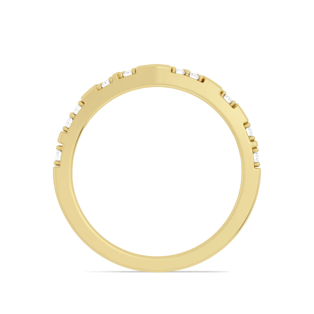 Curved Diamond Band in Yellow Side View