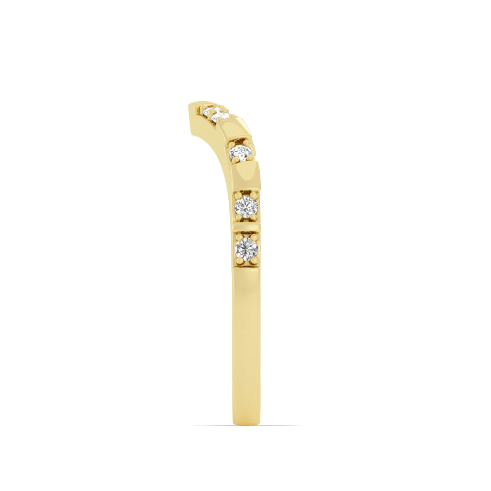 Curved Diamond Band in Yellow Side View