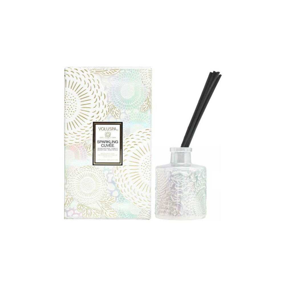 Sparkling cuvee diffuser with box on a white backround. 