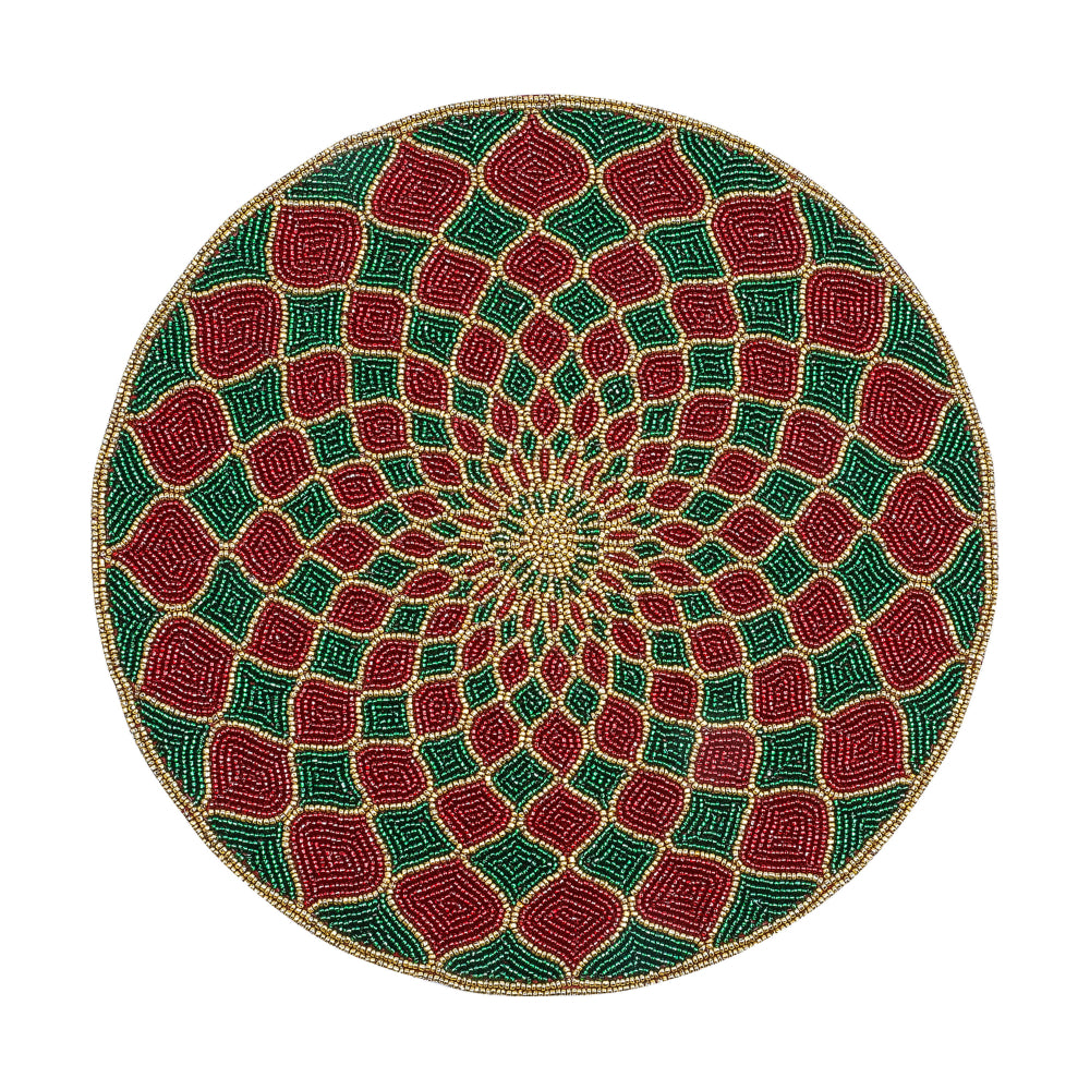 MacKenzieChilds Kaleidoscope Beaded Placemat Red and Green Smyth
