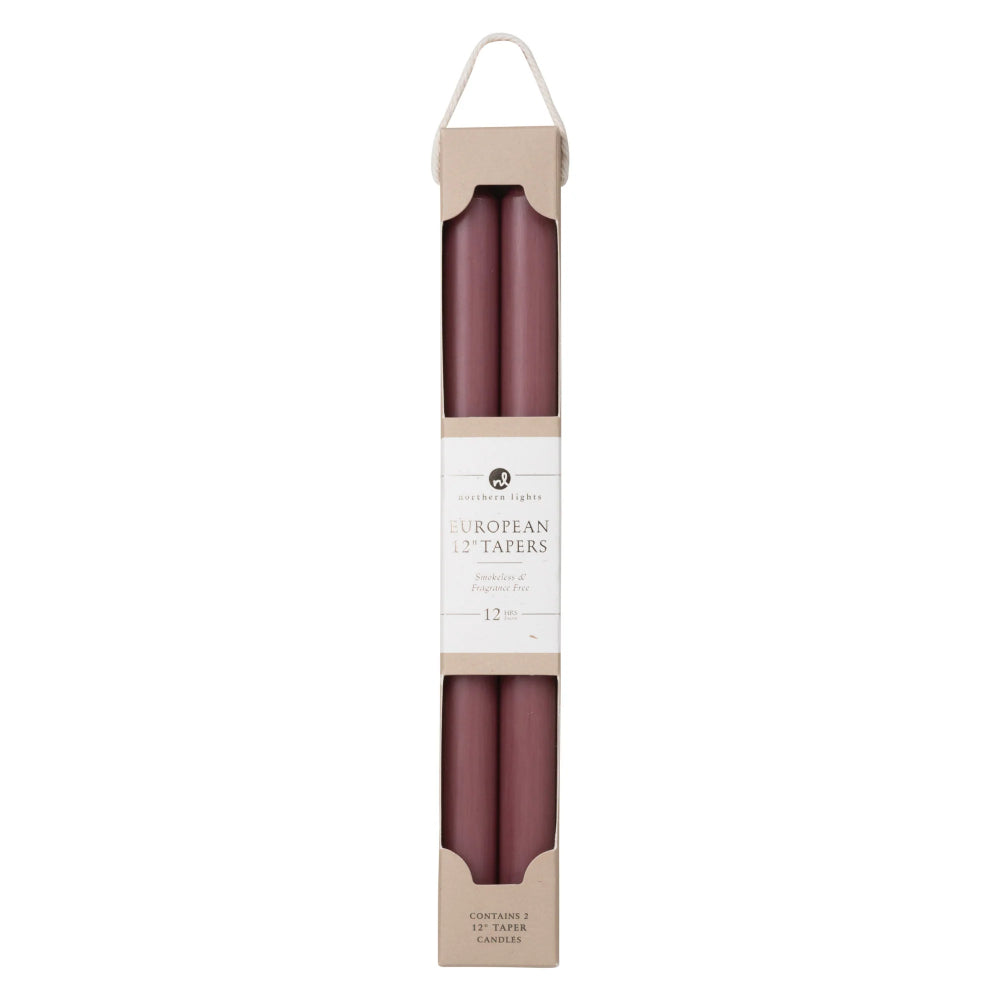 Northern Lights 12" Tapers Candles 2pk - Rosewood